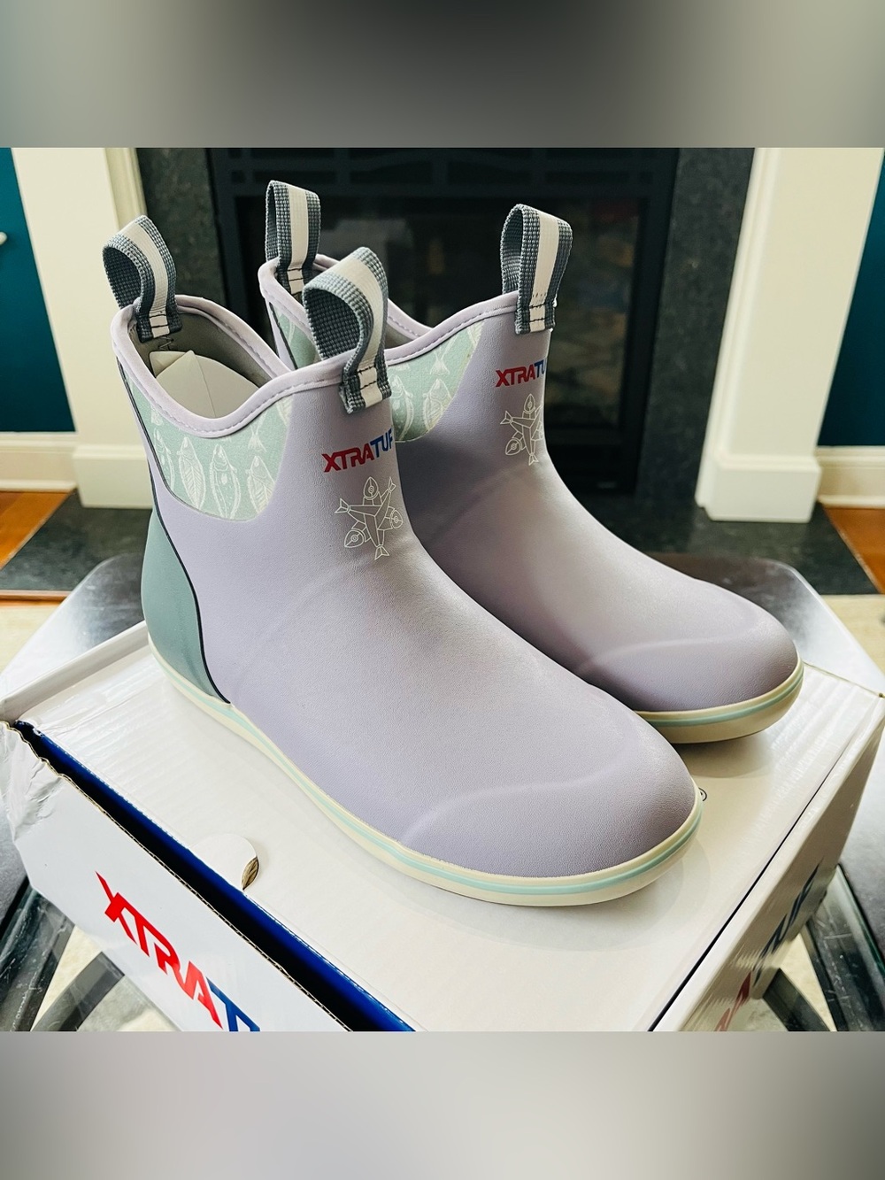 XTRATUF Women's 6" Salmon Sisters Ankle Deck Boots Slip Resistant Lavender